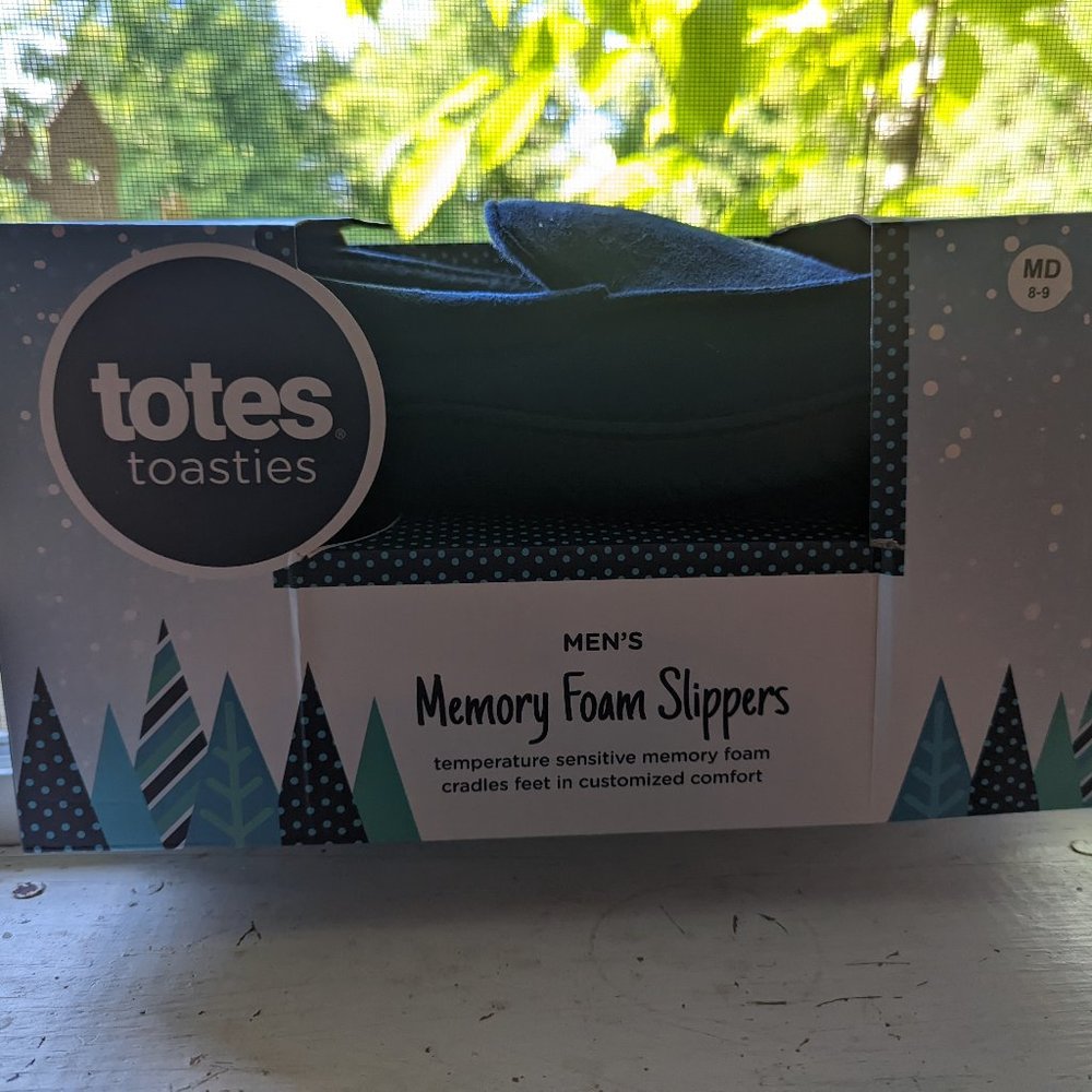 navy blue memory foam men's house slippers